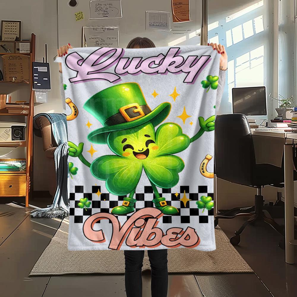 1PC Leprechaun poster Print FlAannel Blanket, High quality Comfortable for All Seasons, Home Decor, Warmth and Comfort