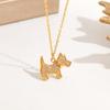 Women's Luxury Stainless Steel Puppy Pendant Necklace with Diamond Accents