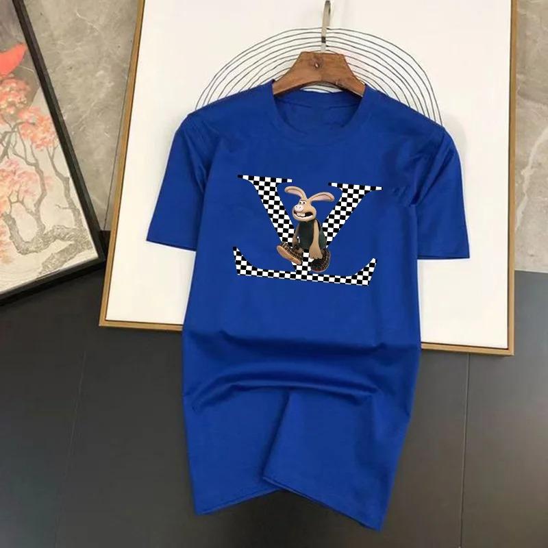 2024 Luxury Bunny Letter Brand High-Quality Printed Men's Oversize Sleeve T-shirt 100% Cotton Summer Top Tees Free Shipping