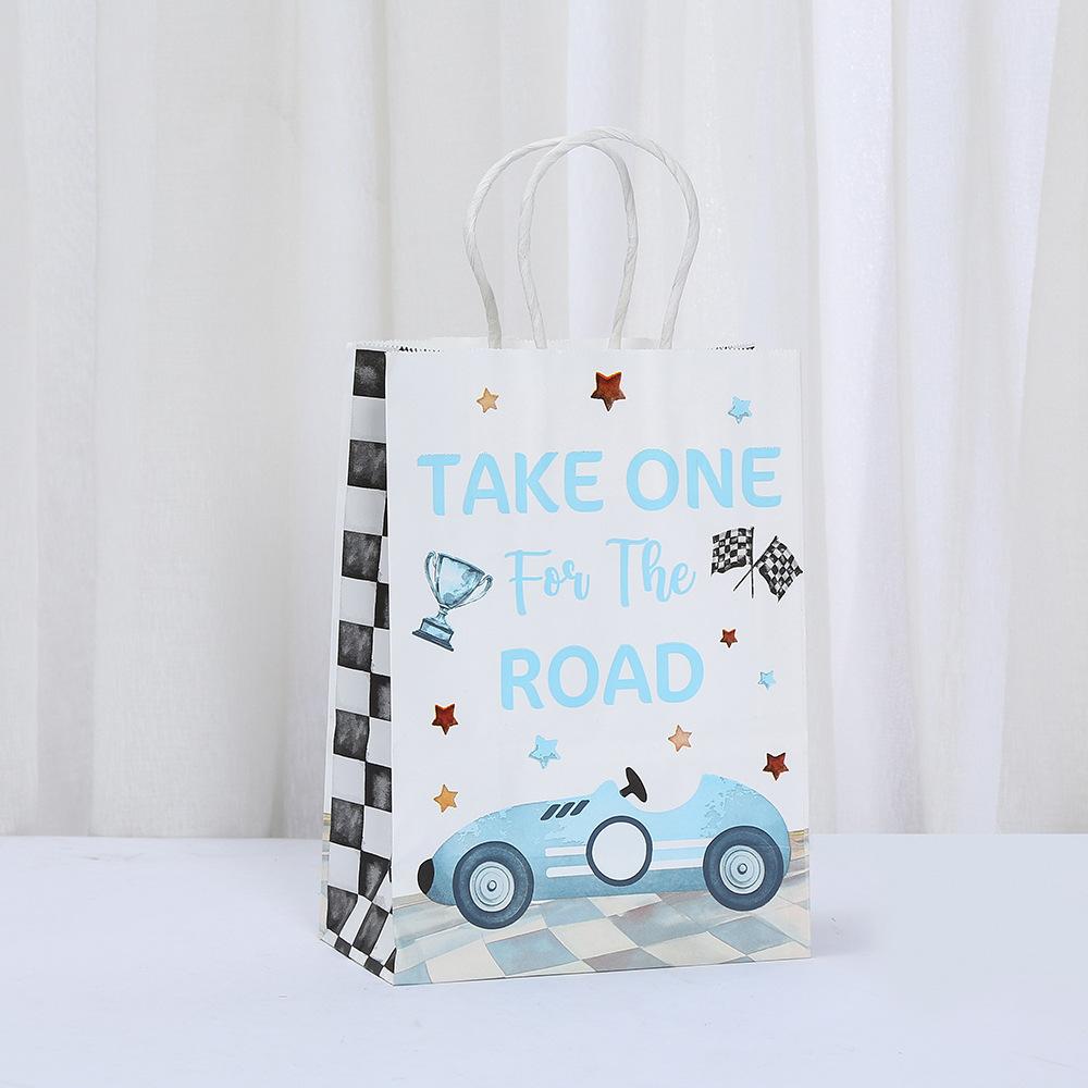 10/24pcs Race Car Paper Tote Bags Reusable Treat Bags for Kids Party Return Gifts Candy Cookies