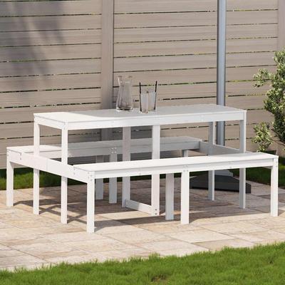 Vidaxl Picnic Table, White, 160X134X75 Cm, Solid Pine Wood