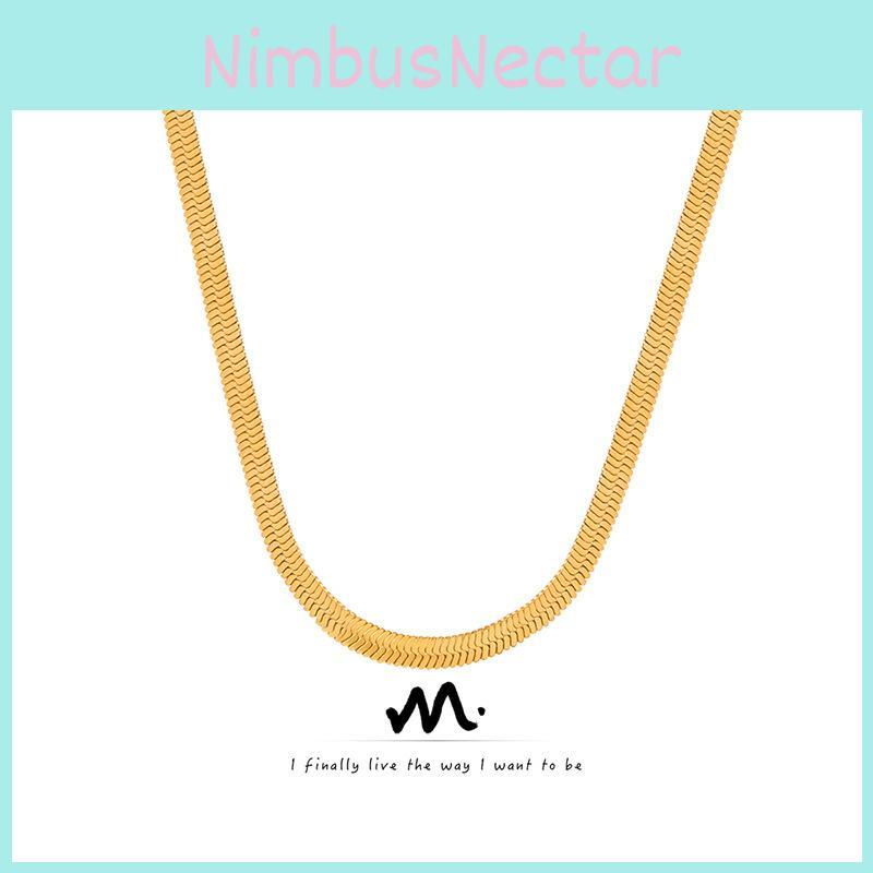 Fashionable French Style Titanium Steel Snake Bone Chain Necklace For Women