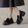 Handmade women's shoes leather high-heeled loafers platform-soled foreign style versatile Japanese round head heightening single shoes women's new m