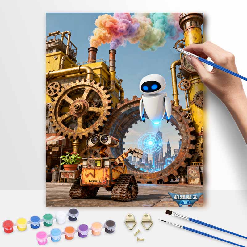 Disney Oil Paint Digital Painting Art Kit Robot City Steampunk FillIn Painting Home Decor