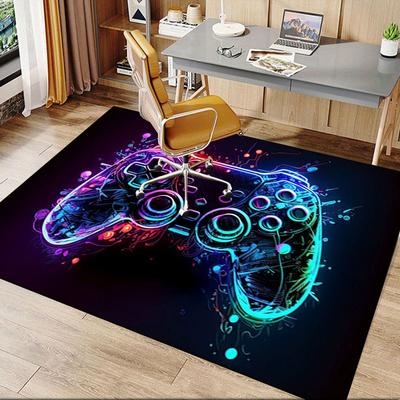 Neon Gaming Controller Wall Art PrintOffice Mat Perfect for Home Decor Office Desk Chair Rugs Chair Carpet for Office Polyester Chair Mat Gi