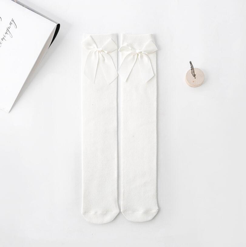 Șosete Noi Spaniole pentru Bebeluși până la Genunchi, Tub Lung, Toamnă Iarnă, Șosete de Bumbac pentru Copii pentru Fete, Șosete Până la Genunchi, Funde Mari, Șosete de Podea pentru Copii