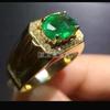 Emerald Oval Cut With 925 Sterling Silver Gold Plated Ring For Men's #295 JL375732384909