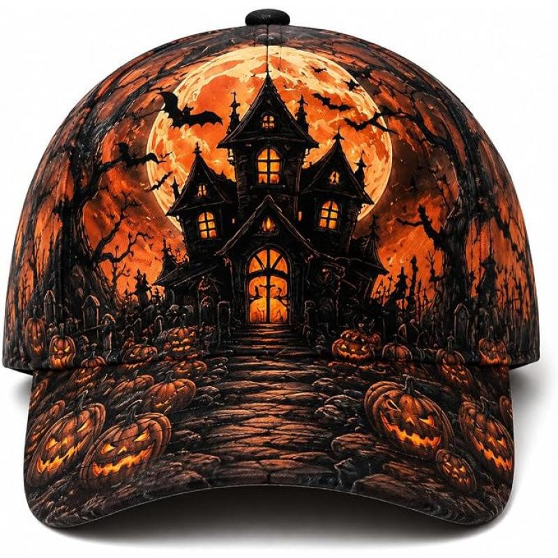 D print Halloween baseball cap women's spring and summer sunshade sun protection cap American style versatile fashion hat sun protection