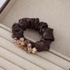 Luxury Silk Rhinestone Scrunchie with Square Crystal for Women's Bun