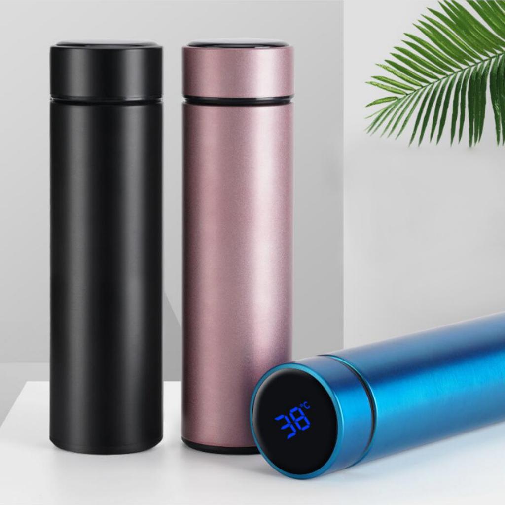Silver Stainless Steel Smart Vacuum Insulated Water Bottle LED Display 480ml