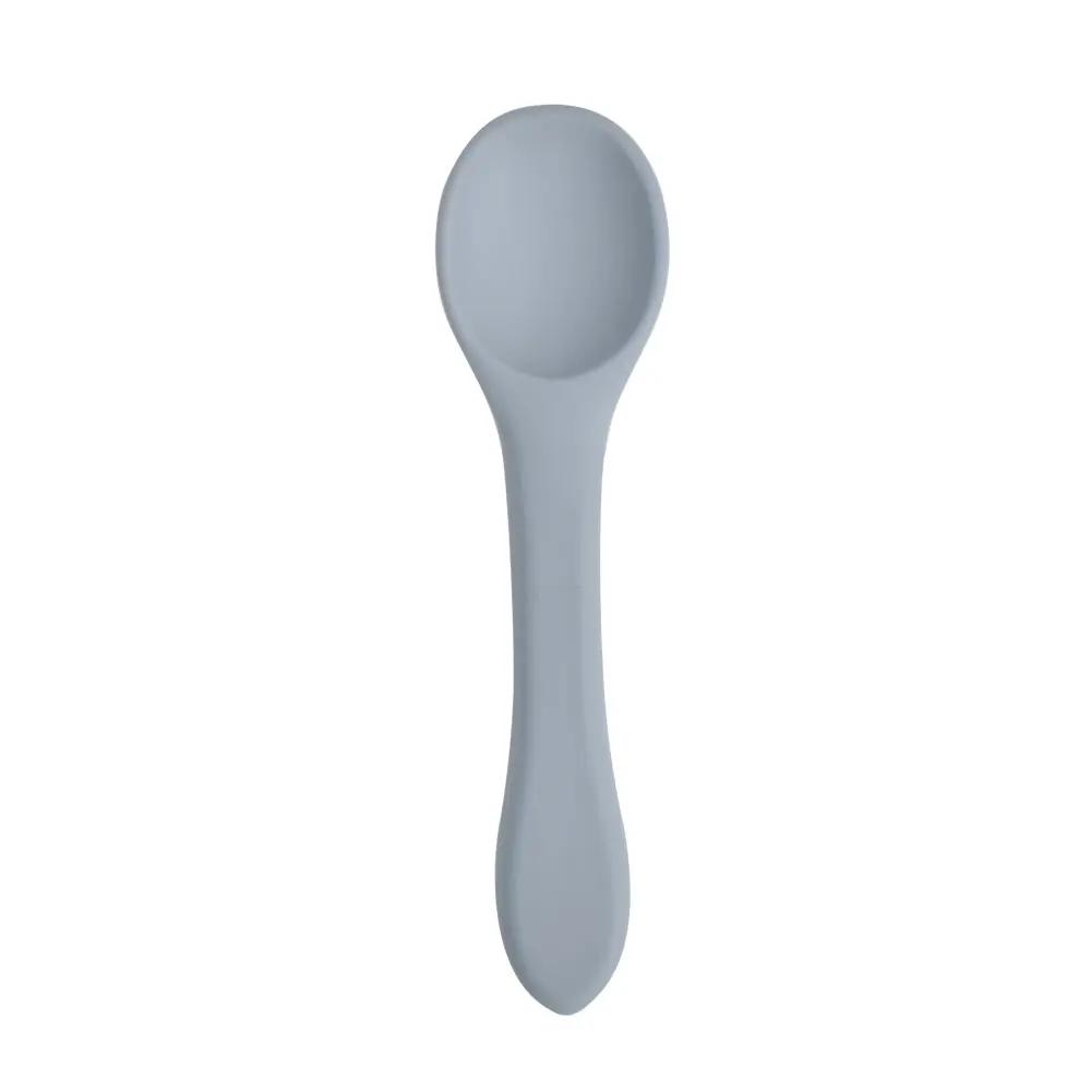 1PCS Full Silicone Spoon For  Utensils Food Grade Silicone Free Dishes Feeding Set Easy To Rinse  Tableware