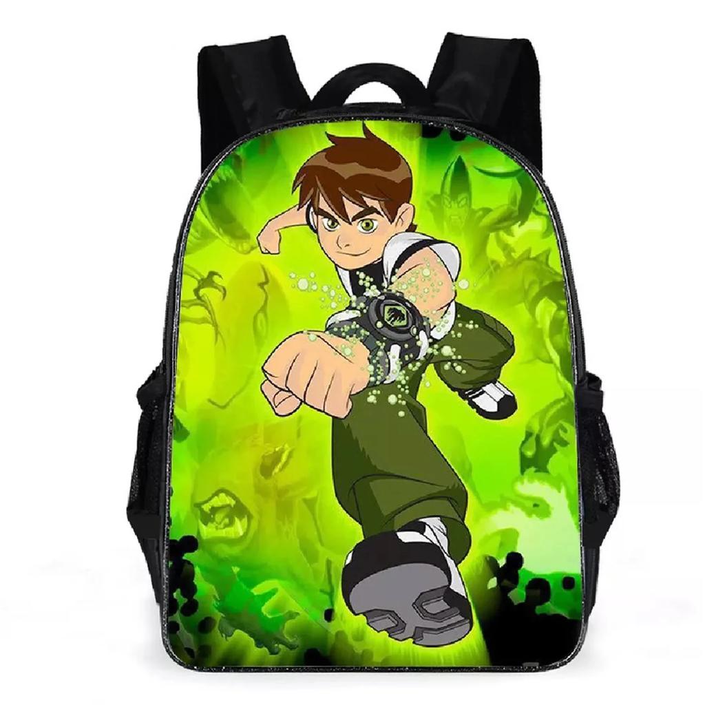 Kid Boy Girl Cartoon Daypack Ben 10 Canvas Bookbag for Student-Back To School Lightweight Backpack Large Knapsack