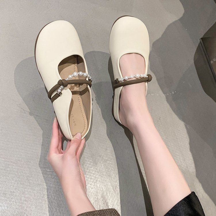 

Жемчужная сумка голова полушлепанцы женские летние 2025 новые плоская подошва полуподнос женская обувь мягкая подошва снаружи французские крутые шлепанцы 40 бежевый