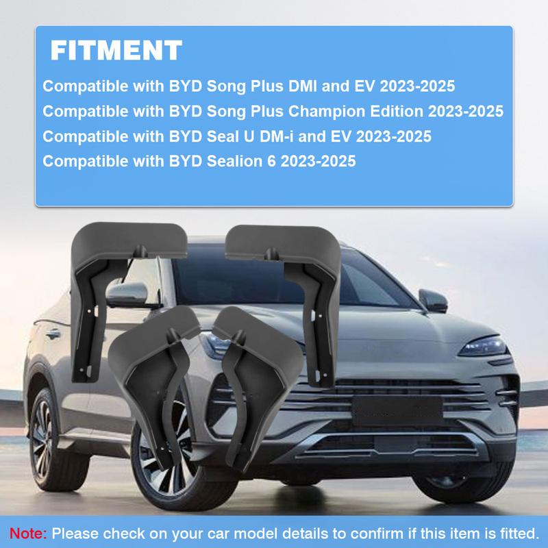 Mud Flaps Front Rear Mudguards for BYD Sealion 6  2024 2025 Black Mud Guards Car Anti-Sand Guard Protector