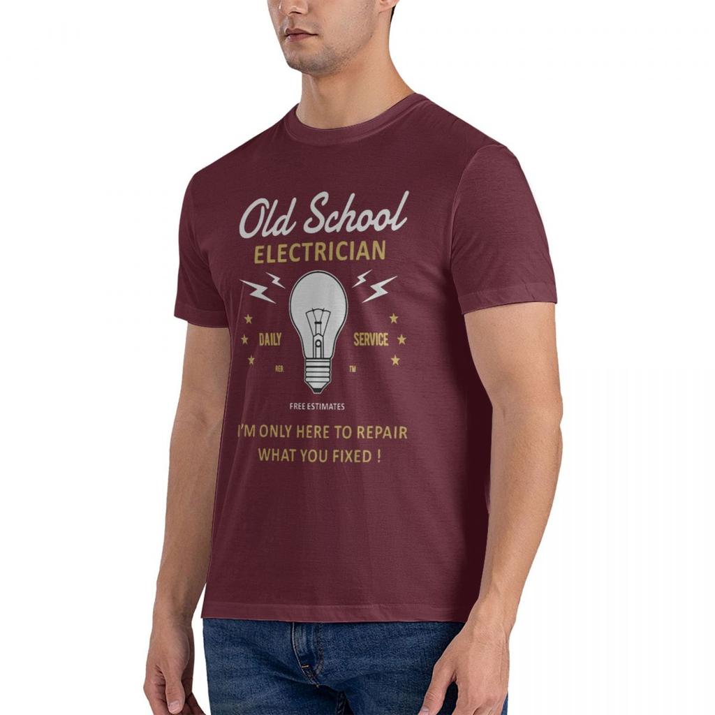 2024 Fashion Funny Novelty Joke Old School Electrician Mens T-Shirt Top Electrical Engineer Tees
