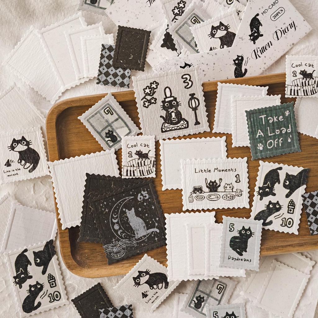 Momo Retro Embossed Scenery Stamp Stickers - Journal Decoration Series
