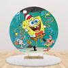 Cartoon SpongeBob Children Birthday Party Round Backdrop Cover Kid Room Decoration Baby Shower Photography Background Props