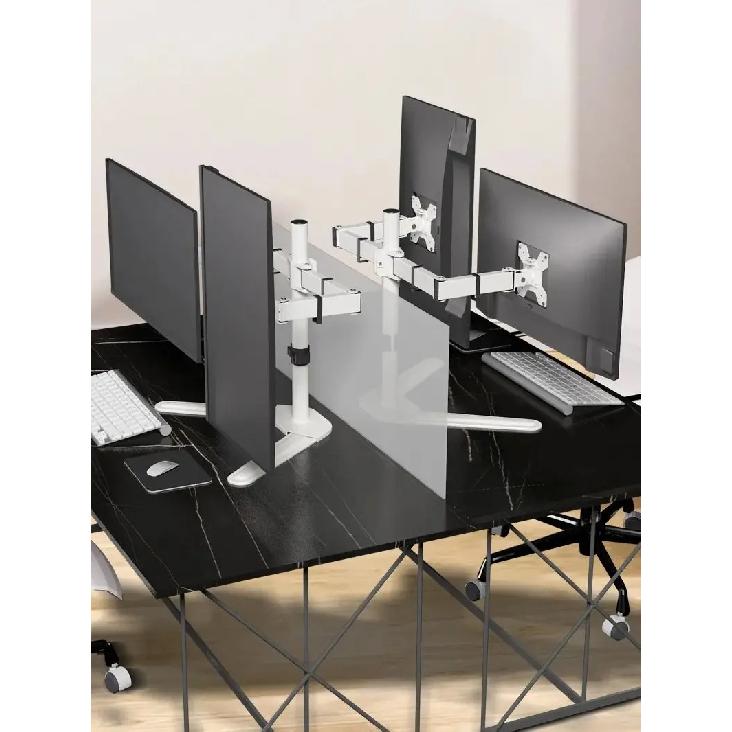 HILLPORT 10-32 Inch Dual Screen Monitor Arm Stand with Tilt & Rotate Function, Desktop Base PC Monitor Mount, Support VESA DZ18