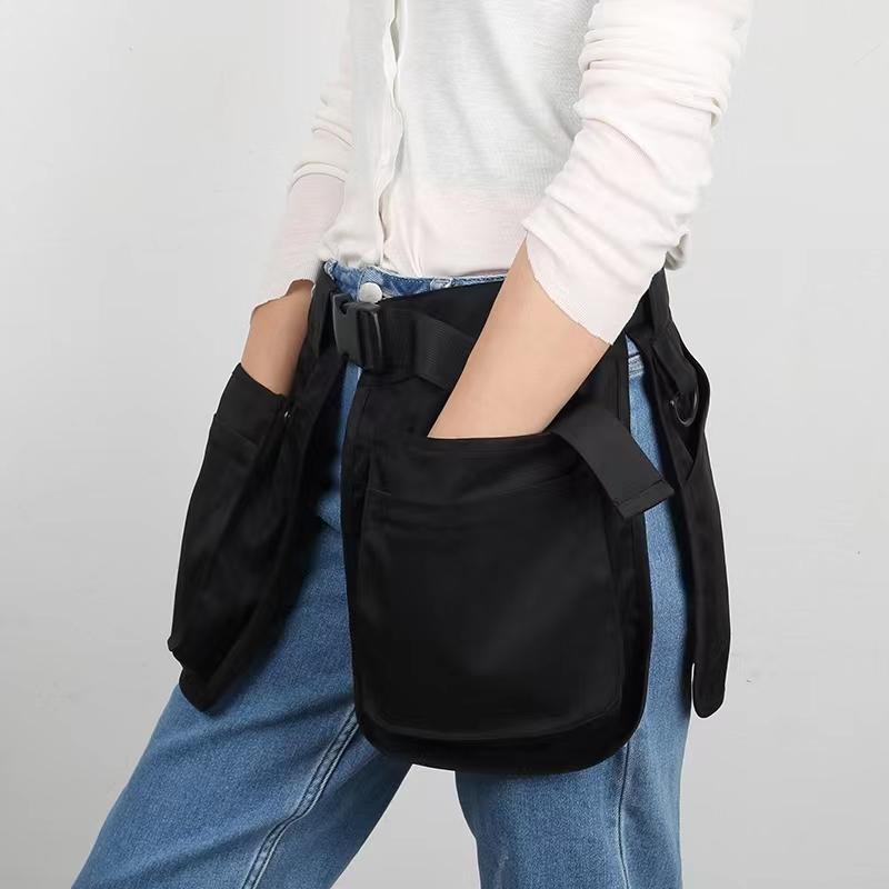 Canvas Half-length Apron Multi-functional Multi-pocket Zipper Waist Bag Versatile Gardening Work Clothes Tool Apron