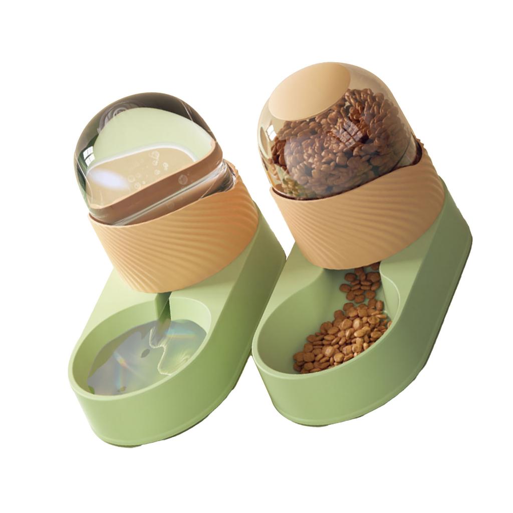 Pet Water Food Dispenser Transparent Removable Automatic Cat Feeder Waterer Set for Dog Puppy
