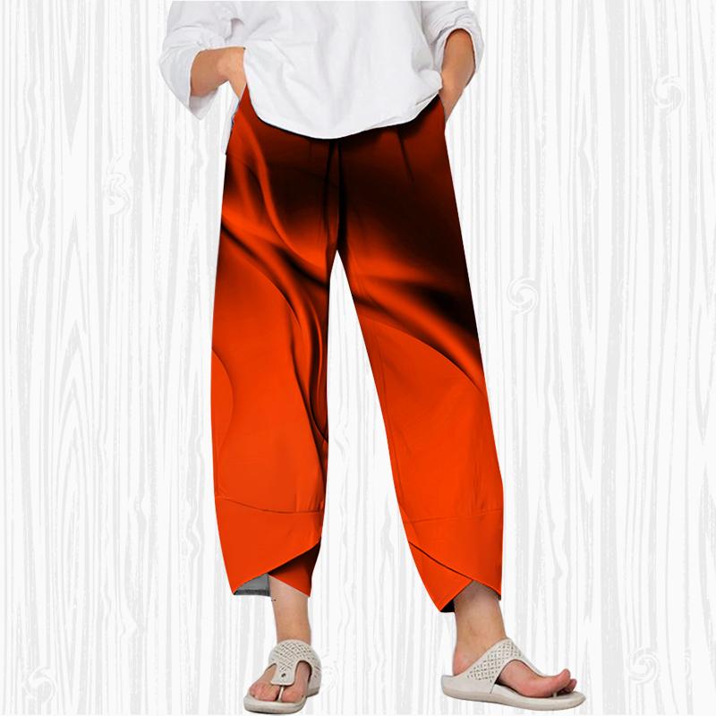 

Мужская мода Повседневные брюки Свободные широкие штанины Карман рабочей одежды Красочная рябь Принт Слабый