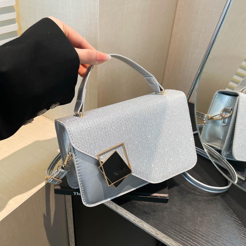 2025 New Trendy Foreign Style Splicing Texture Casual Large Capacity Fashionable Texture Portable Shoulder Crossbody Small Square Bag