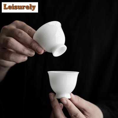 115 ml handgefertigte Teetasse aus weißem Porzellan mit Eis und Jade, hohe Fußtasse, Dufttasse, persönlicher Haushalt, Kung-Fu-Teeservice, Geschenkbox