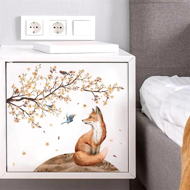 Sakura Tilki Kuş Duvar Çıkartması Banyo Tuvalet Dekorasyonu Duvar Resimleri Noel Tuvalet Çıkartmaları Ev Dekorasyonu Duvar