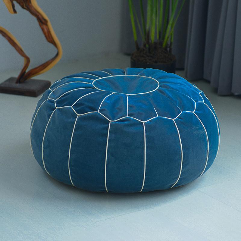 Velvet Moroccan Pouf 50cm Embroider Craft Japanese Style Creative Futon Tatami Ottoman Footstool Unstuffed Cushion (No Filling)