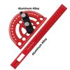 Aluminum Alloy 180° Angle Precision Protractor, Finder for Marking Angle Straight Line Scribe Woodworking Angle Measuring Tools