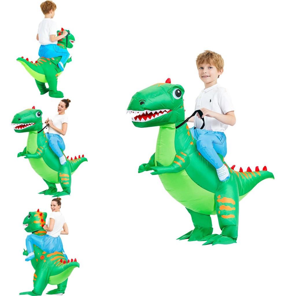 Fantasia Inflável de Dinossauro Verde Festiva Para Halloween Perfeita Para Crianças e Adultos