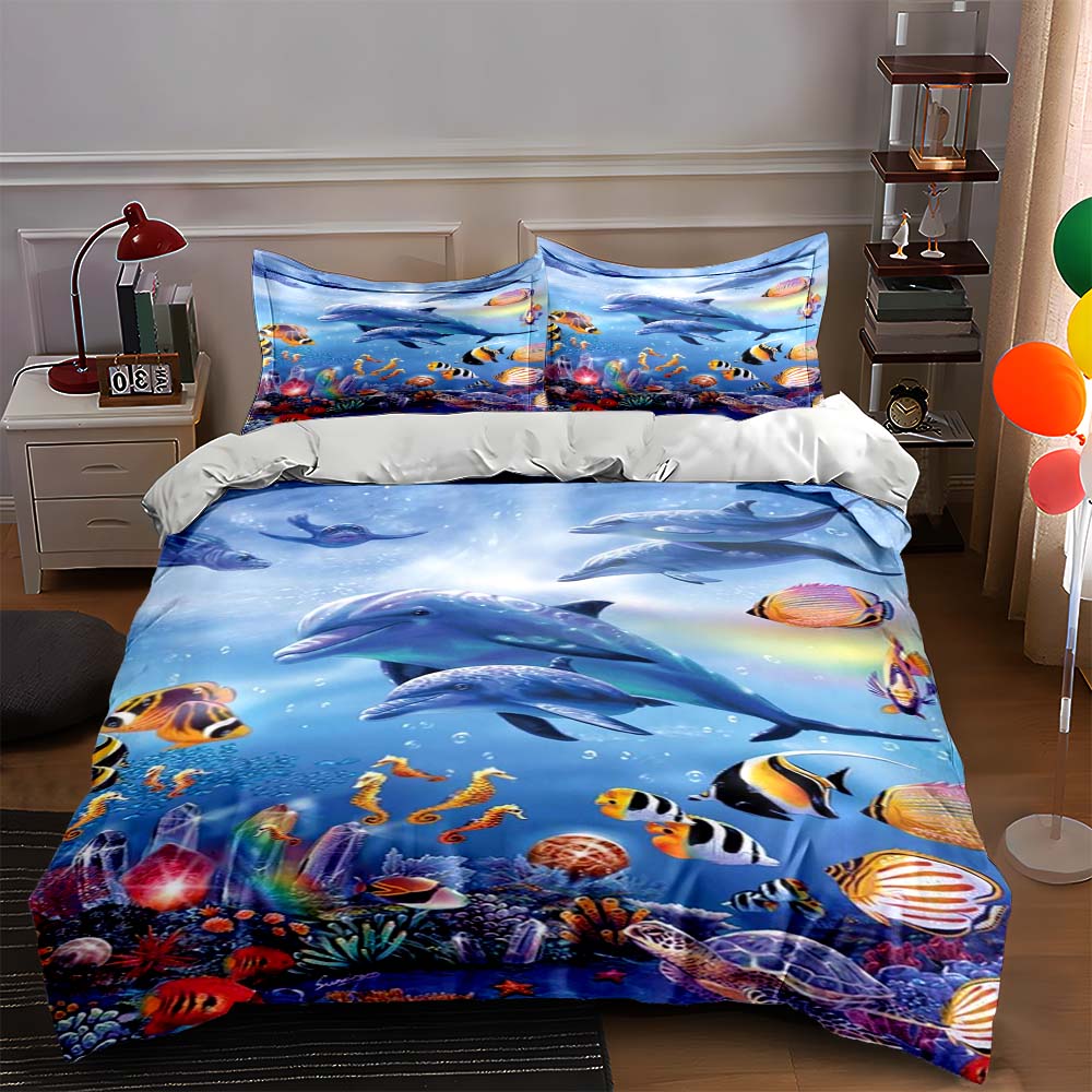 

Underwater marine life. Bedding Duvet cover sets Duvet covers Pillowcases gifts (1 * Duvet Cover 2 * Pillowcases, without duvet insert) 135x200cm
