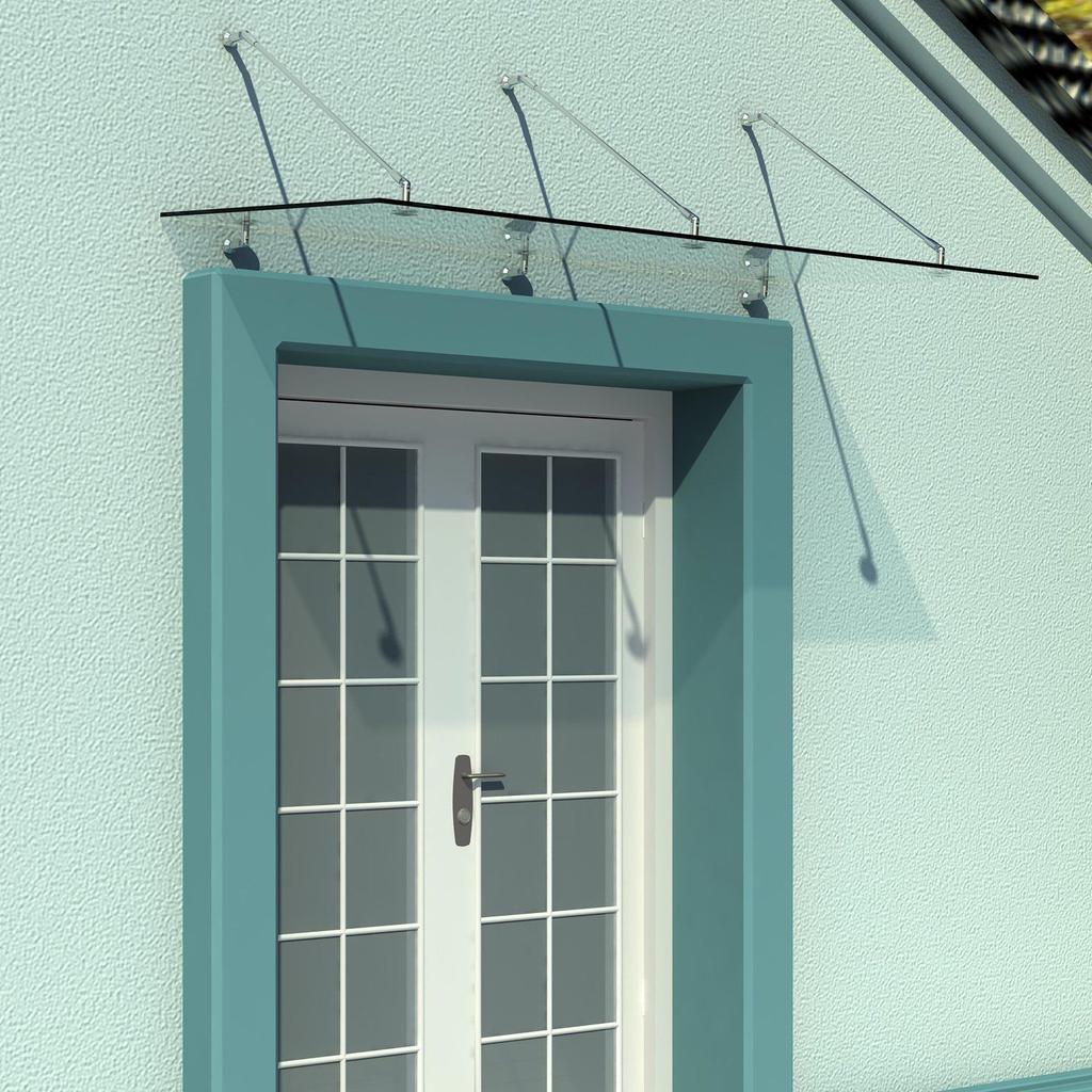 Canopy Glass Canopy Door Canopy Tempered Glass (ESG) Stainless Steel Clear Glass 200x90cm