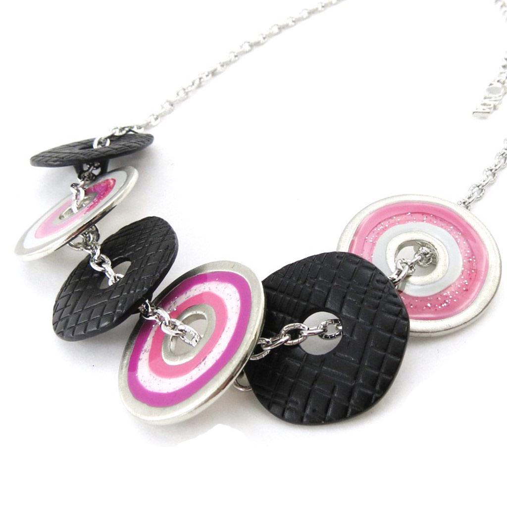 NOA [J2218] - Designer Necklace 'Amandine' Black Pink