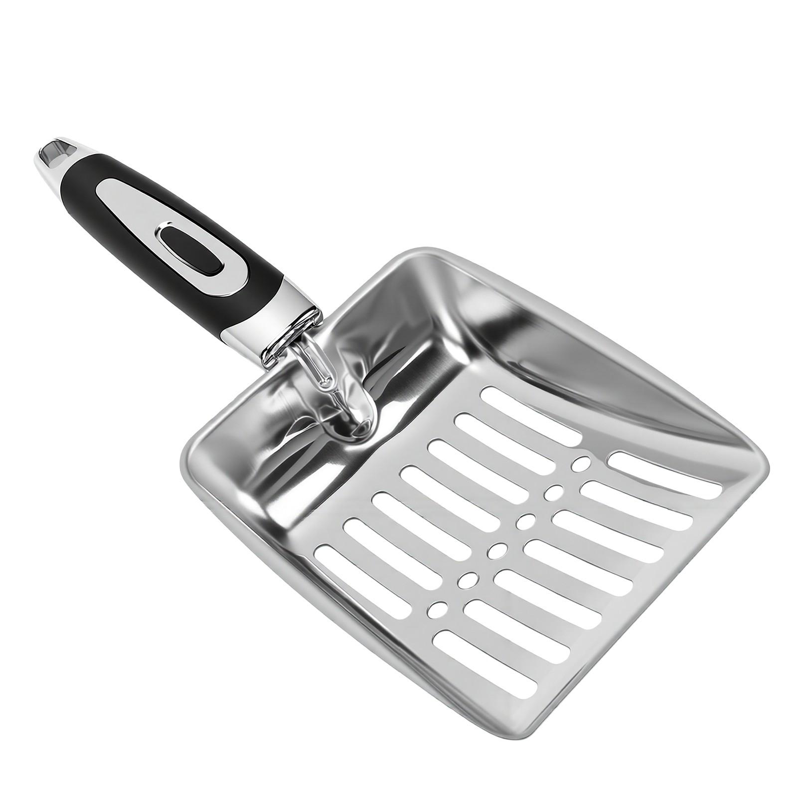 Cat Litter Scoop Stainless Steel Ergonomic Handle Cleaning Cat Litter Shovel for Litter Box