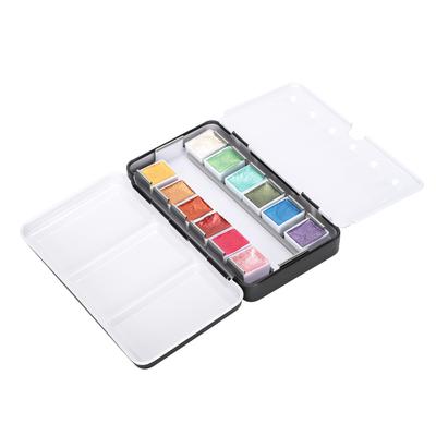 Pearly Lustre Watercolor Paint Portable Bright Color Watercolor Pigment Set with Box