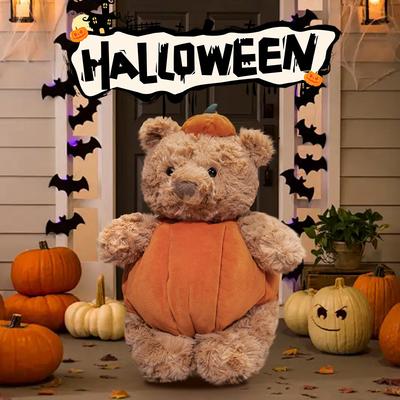 Hot 30cm Cute Creative Bear Pumpkin Wearing Suit Can Take Off Stuffed Lovely Bear Halloween Celebration Birthday Holiday Gift
