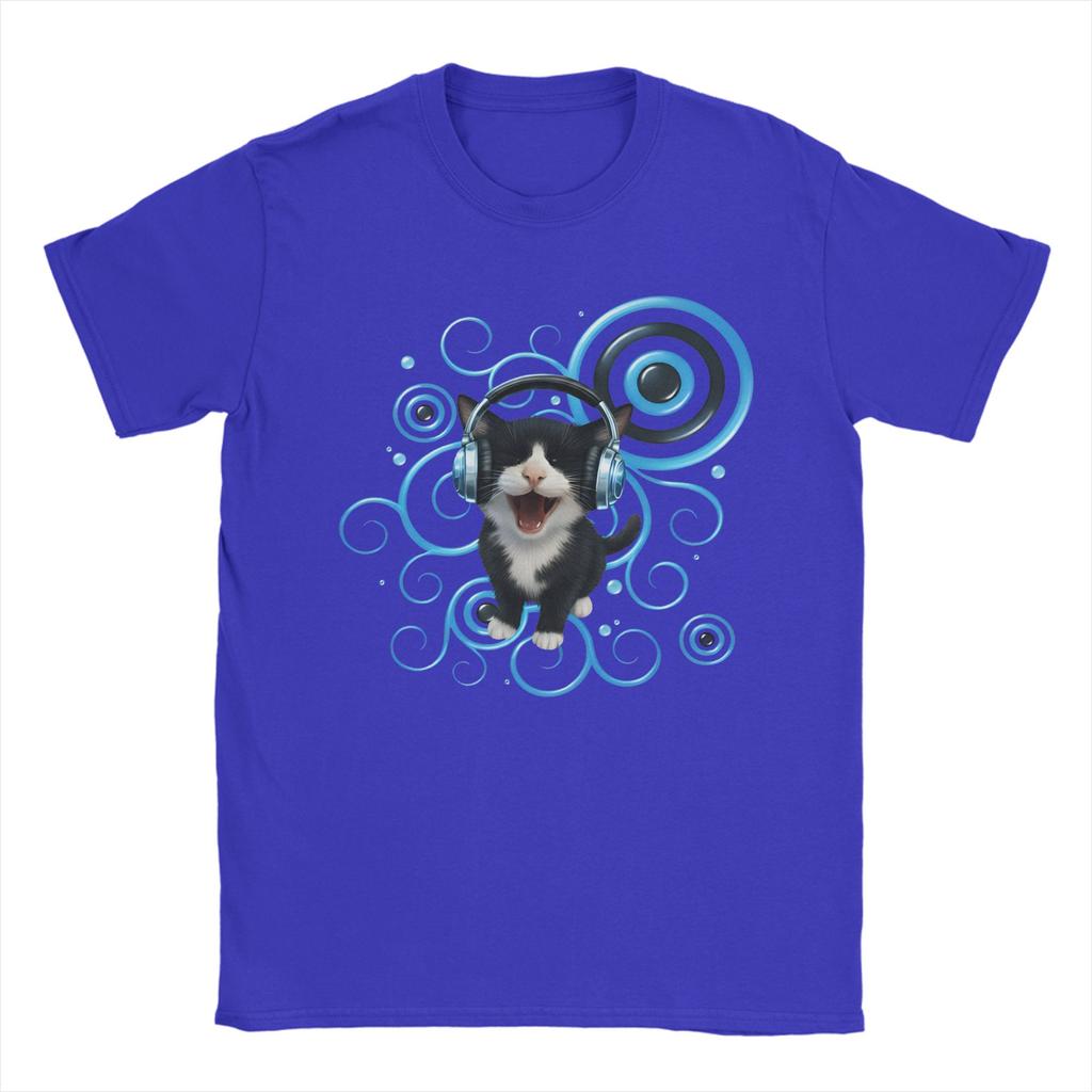 Frutiger Aero Cat Retro TShirts for Men Hipster Cotton Tee Shirt Crewneck Short Sleeve T Shirt Printed Clothes