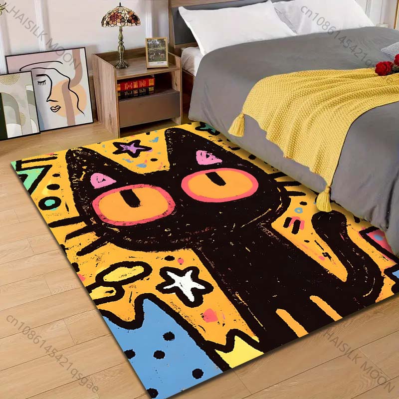 

Multiple sizes Cartoon black cat with stars Carpet for Living Room Bedroom Sofa Home Decor Rus Non-slip Floor Mat Luxury Gift 40cm x 60cm