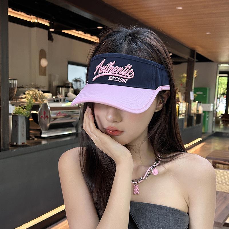 Female Summer Outdoor Sweet and Cool Girl Out Sports Sun Hat Men American Sweet and Cool Letter Embroidered Empty Top Hat