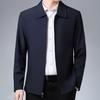 Men Coat Smooth Zipper Lapel Collar Solid Color Middle-aged Men Casual Jackets for Cold Weather