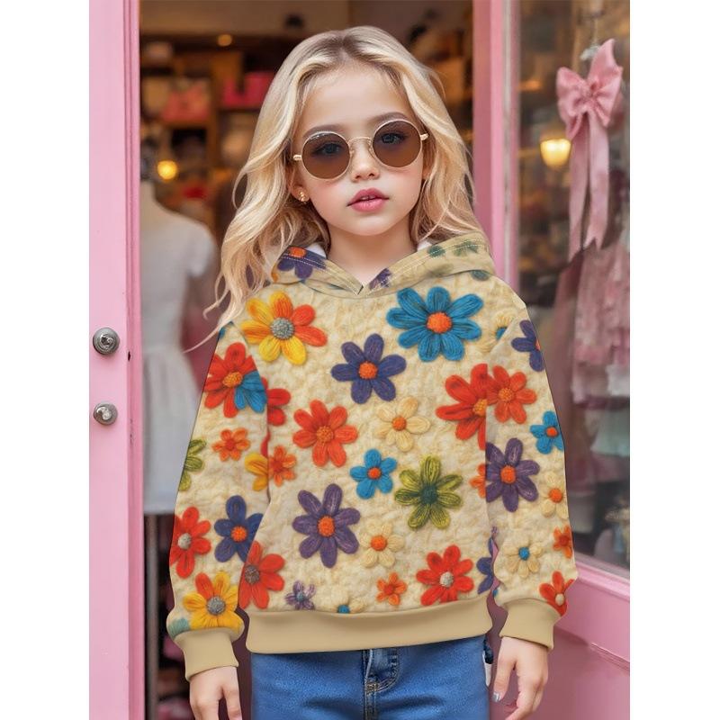 Autumn and Winter Children's Christmas 3D Printed Hooded Comfortable and Versatile Breathable Hoodies & Sweatshirts (Girls)