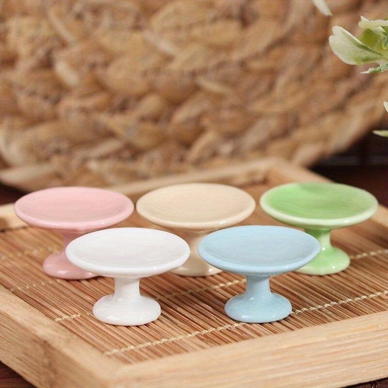 2pcs 1:12 Dollhouse Miniature Pot Mini Milk Pan Ceramics Pot Dessert Pan Cake Stand Fruit Tray Dollhouse Kitchen Decor New