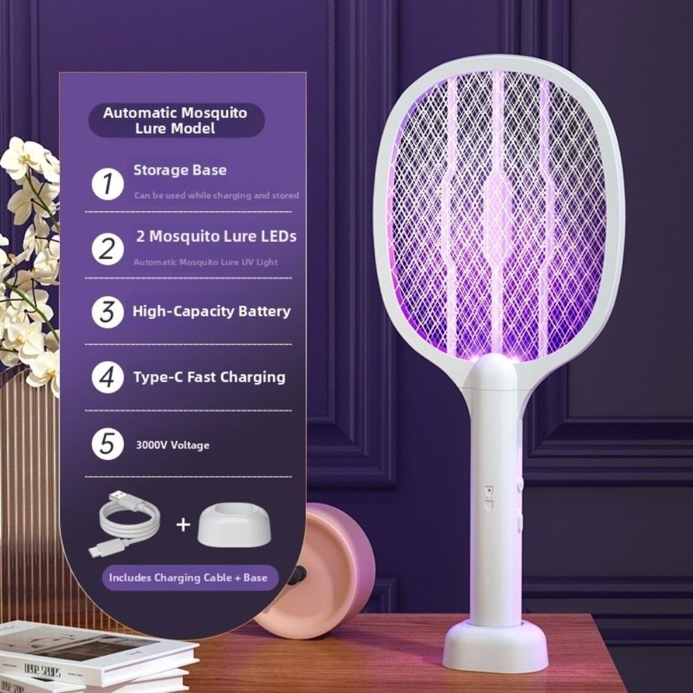 USB Rechargeable Handheld Fly Swatter Foldable Bug Zapper Racket Pest Control Device
