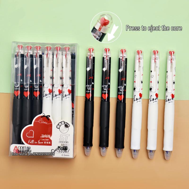 Thick Barrel Erasable Click Pen 0.5mm Bullet Tip, Blue/Black