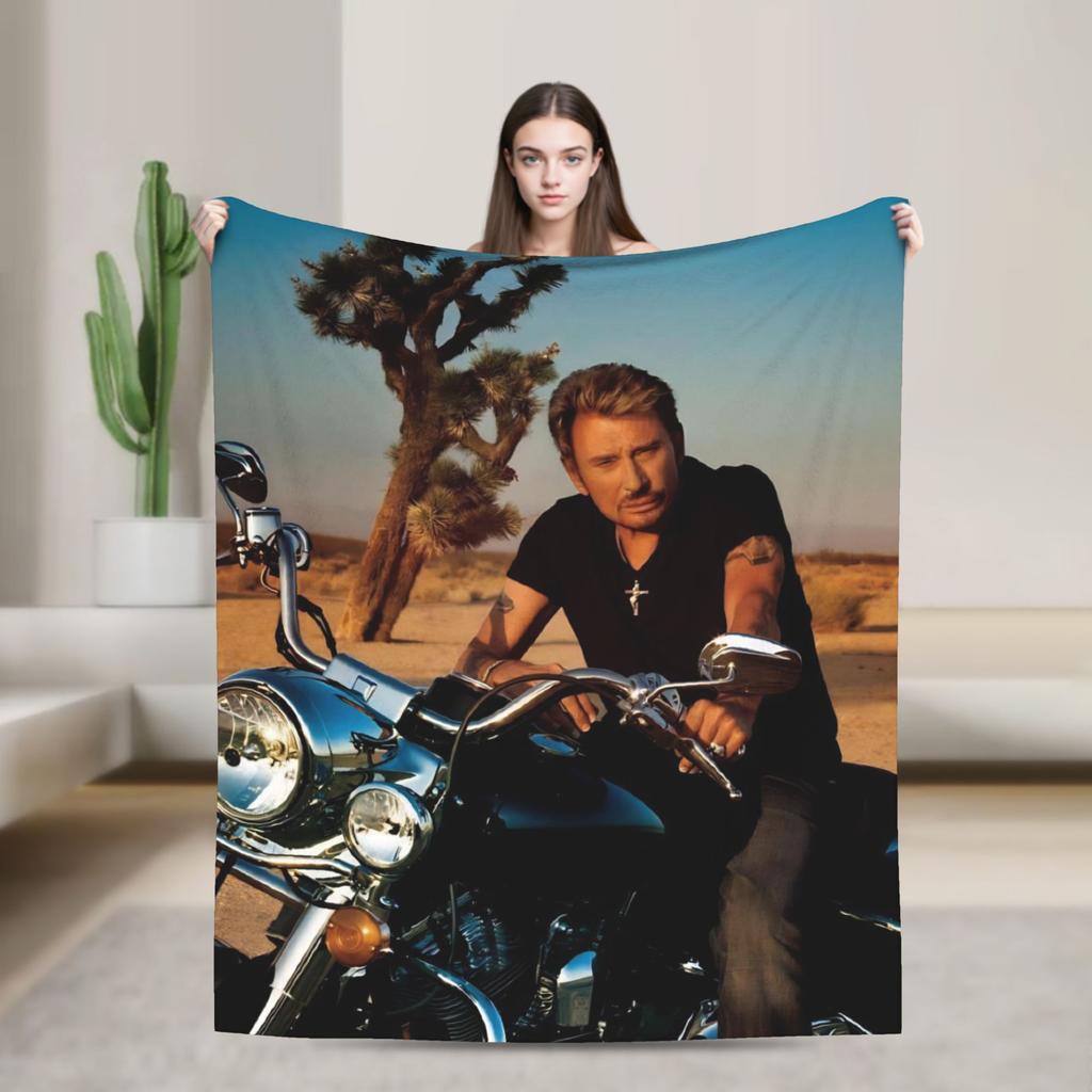 Rock Star Johnny Hallyday Blanket Quality Warm  Bedding Throws Winter Decorative Couch Chair Pattern Bedspread