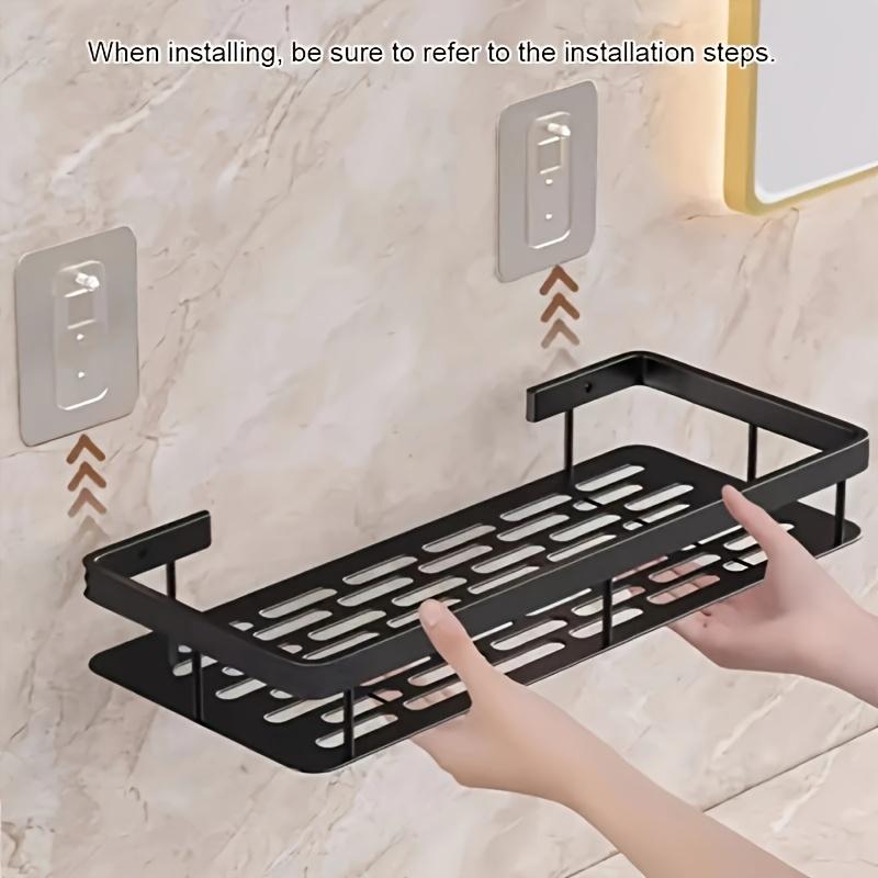 1pc Space-Saving Wall-Mounted Storage Rack, Suitable for Bathroom and Kitchen - Durable Plastic Shampoo, Shower Gel & Accessories Organizer