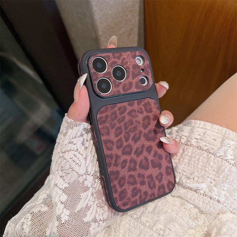 Leopard Print Side Sticker iPhone 16 Pro/17 Pro Max Creative Window Protective Case