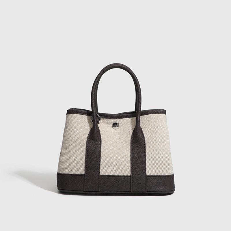 Kleine Kontrastfarbe Spleiß Garten Tasche Premium Gefühl Tragbar Leinwand Tasche Damen Schulter Crossbody Tote Tasche