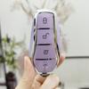 Silver Line Soft Tpu Car Key Case For Byd Atto 3 Han Ev Dolphin Remote Control Protect 4 Buttons Cover Keychain Auto Accessories